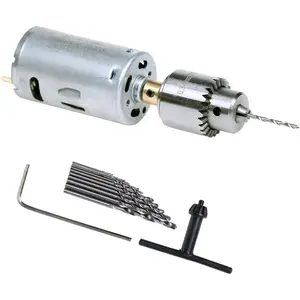 Mini DC 12V Hand Motor PCB & Twist Drills Set 1/88-1/6 inch JT0 Chuck Jewelry Craft Kit Mini DC 12V Hand Motor PCB & Twist Drills Set 1/88-1/6 inch JT0 Chuck Jewelry Craft Kit