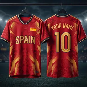 Custom Spain Soccer Jersey, Personalized Spain Football Shirt, Customized España Tee with Name and Number, Spanish Football Fan Gift