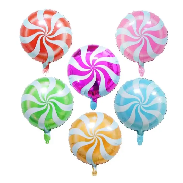 6 18in CANDY BALLOONS CANDY LAND PARTY SUPPLIES