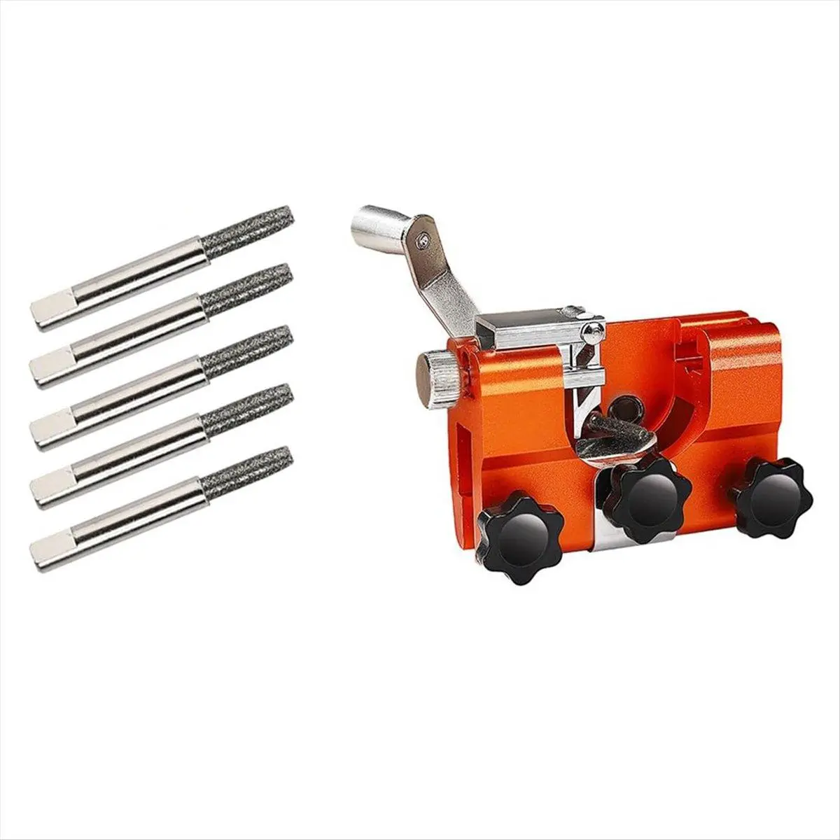 Chainsaw Sharpener Jig, Portable Chainsaw Chain Sharpening Kit with 5 Sharpen Rods for Chain and Electric Saws