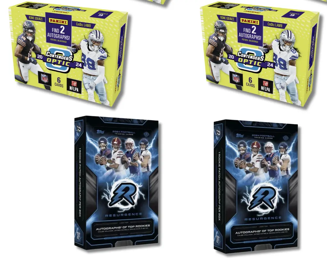 Break #21: 4 Box PYT - (2x) 2024 Contenders Optic Football Hobby, (2x) 2024 Topps Resurgence Hobby