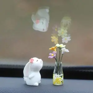 Cute Daisy And Rabbit Designed Car Center Console Decorations, Car Window/Computer Desk Decorative Ornaments, Car/Home Interior Decor Accessories