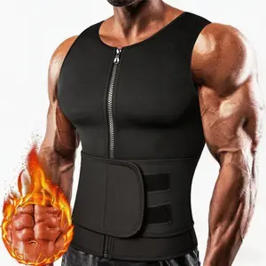 Men's Sauna Suit, Waist Trainer Sauna Sweat Vest,Tummy Control  Compression Neoprene Waist Trainer Vest Zipper Body Shaper with Adjustable Tank Top, SingleBelt Sweat Shirt Corset Top