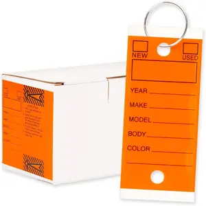 Genuine Self Laminating Key Tags - Orange | Writable  Labels for Easy  - Pack of 250 with 250 Rings | Durable Bulk  Dealership Supplies Key Tags Self Protecting