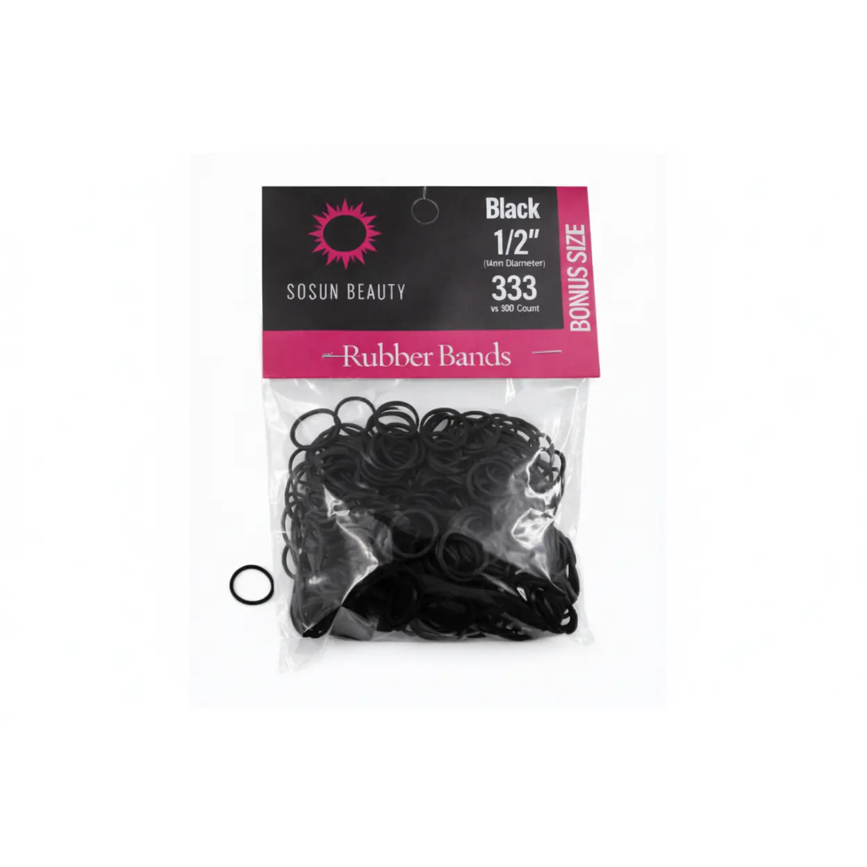 Sosun Beauty 333-Count 1/2 Inch Elastic Hair Accessories, Bulk Casual Rubber Bands, Bonus Quantity Ponytail Holders for Daily Hair Styling