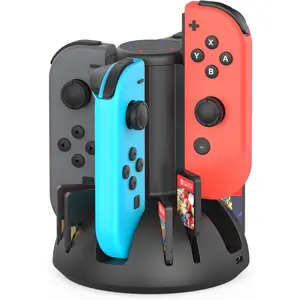 L-CGR004  Controller Charging Dock for Nintendo Switch Joycon, Charger Station Compatible with Switch OLED JoyCon, Controller Charger Stand Station with 8 Game Slots, 3.3FT Cable, LED