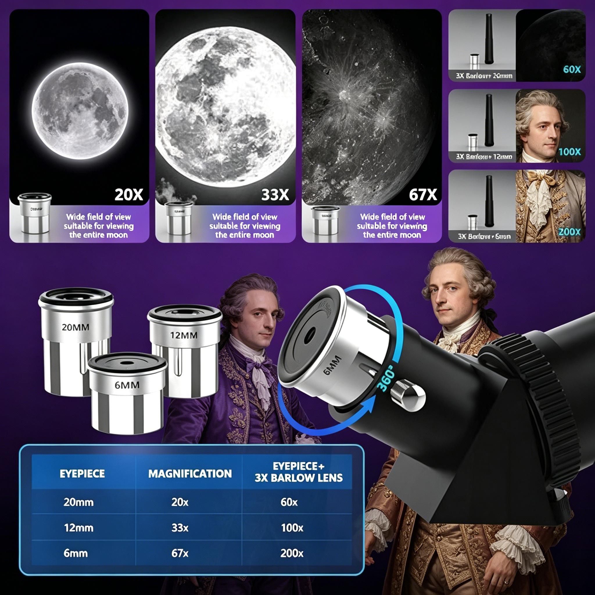 70mm Aperture 400mm Refractor Telescope for Astronomy Beginners, with Tripod, Phone Adapter & Carry Bag for Adults & Kids