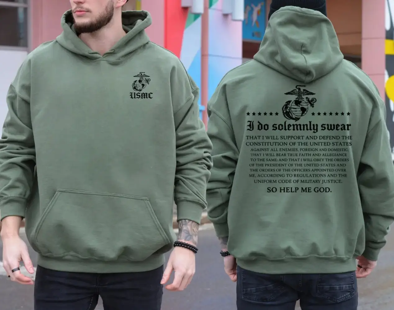 USMC Oath of Enlistment Hoodie, Marine Corps Honor & Commitment Graphic Sweatshirt, Semper Fi Patriotic Hoodie, Veteran Support Gift
