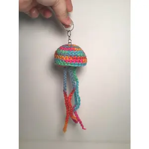 Jellyfish Keychain - Colorful Jellyfish Design with Rope Attachment, Adjustable Loop