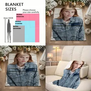 Patchwork Denim Jacket Design Flannel Blanket Soft Warm AllSeason Throw with Unique Denim White Contrast Style for Holidays Seasons Cozy Home Dr Best Choice Rmmendation