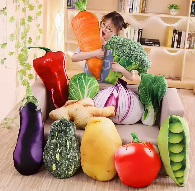 3D Cute  Throw Pillow Vegetables Sofa Bed Decorative