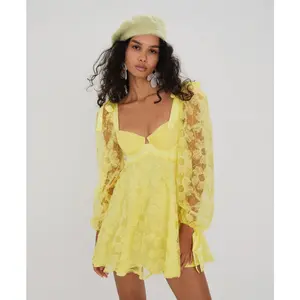 Kiersten Mini Dress in Yellow by For Love & Lemons