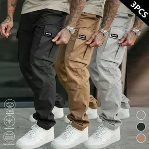 Men’s casual cargo pants in woven fabric, suitable for spring and autumn, comfortable fit, stylish design for everyday wear, casual outdoor trousers