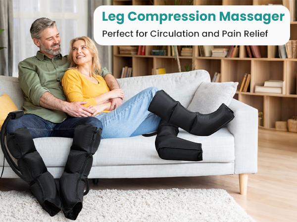 Nekteck Leg Massager for Circulation and Pain Relief, Air Compression Leg and Foot Massager, to Relieve Pain Swelling Edema, Edema RLS with 6 Modes & 6 Intensities, Relaxation Gifts for Mom Men Women Dad Wife Friend