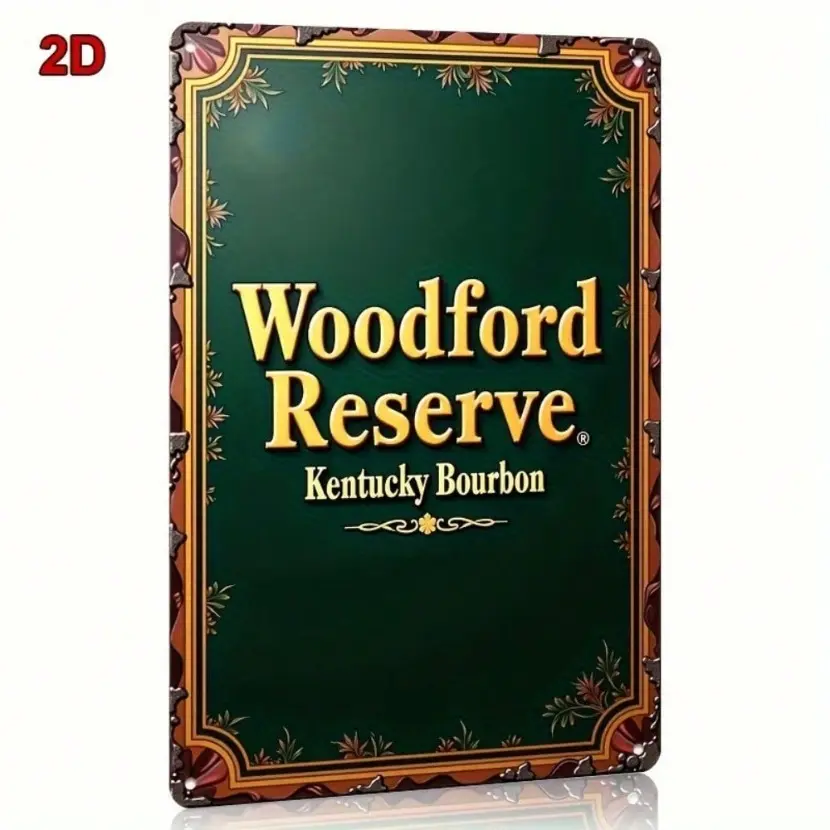 Woodford Reserve Kentucky Bourbon Aluminum Sign Vintage 8x12 Inch Wall Art Plaque Farmhouse Wall Sign for Home Bar Man Cave Pub Decor and Gift