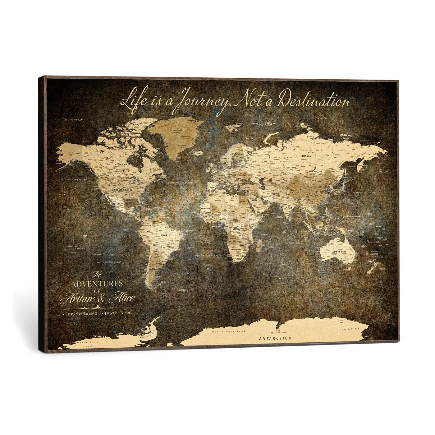 Custom Push Pin World Map Wall Art Canvas Print - Personalized Travel Tracker with Pins, Framed Large Home Decor Artwork - NewMap-1