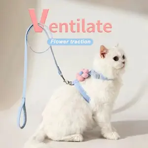 Cat Harness and Leash Sets Adjustable Dog Harness for Small Dog Leash Breashable Pet Harness Out Walking Dog Strap Cat Accessory