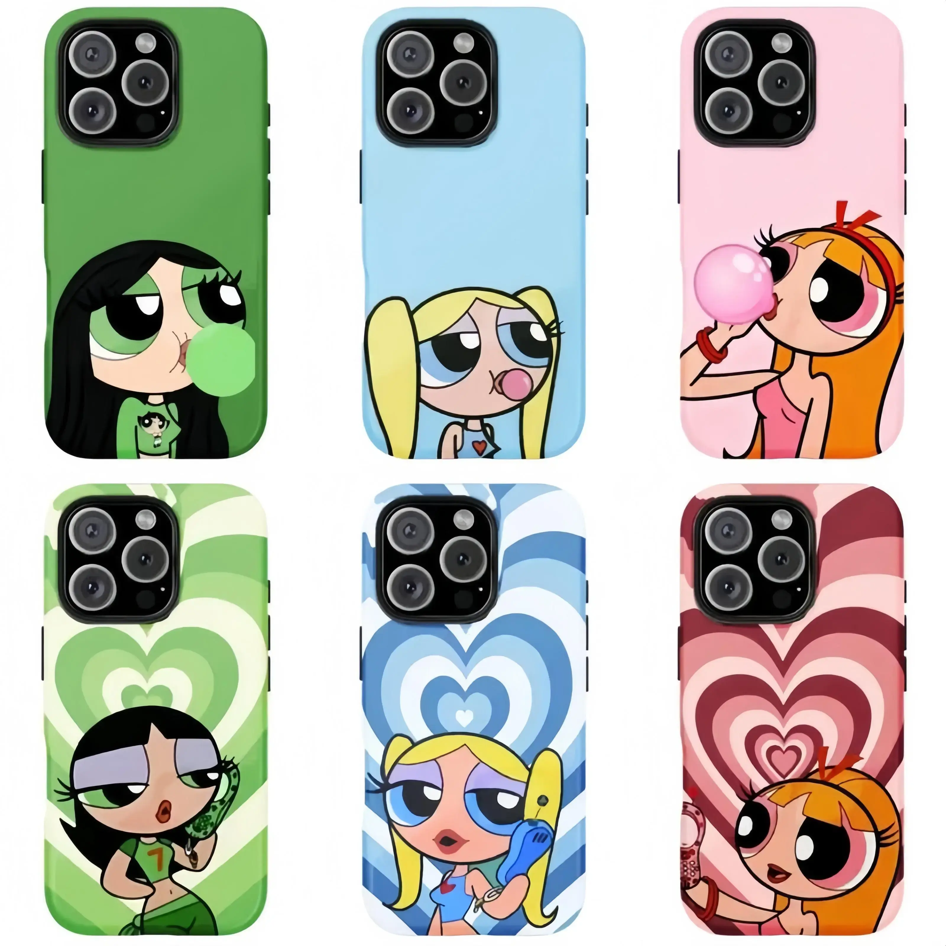 Powerpuff Girls Custom Shockproof Rubber Smartphone Casing - Vibrant Cartoon Design, Resistance & Protection, Compatible with iPhone 11-17 Air/Pro/Pro Max, Samsung Galaxy S22-S25, Teen Gift