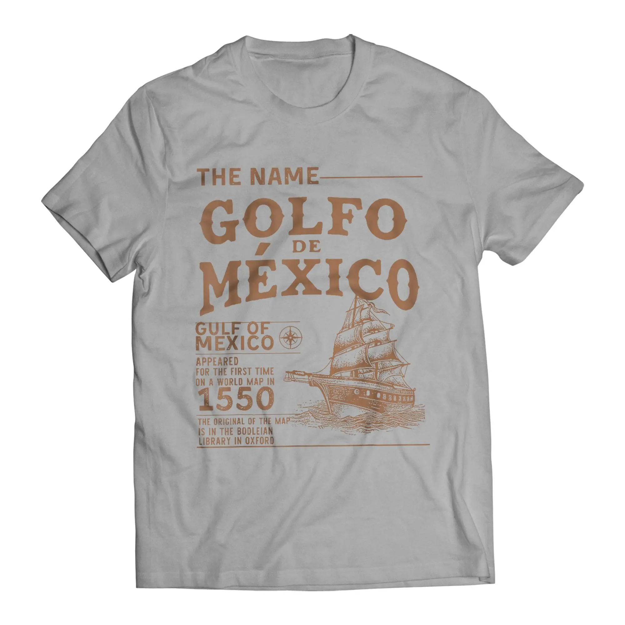Gulf of Mexico 1550 Golfo De México T-Shirt Casual Classic Cotton Menswear