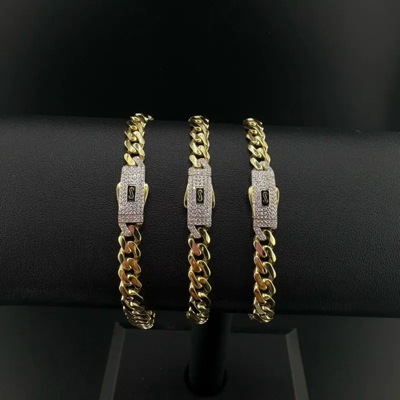 14k Gold Monaco Bracelet, 6.5mm Width, 7-8in Length