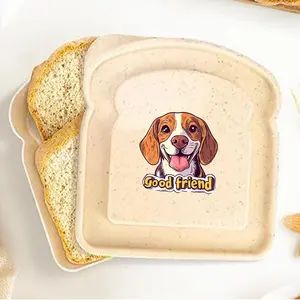 Cute Dog Pattern Toast Shaped Lunch Box, 1 Count Portable Bento Box with Lid, Large Capacity Bread Sandwich Container for Outdoor Picnic Camping