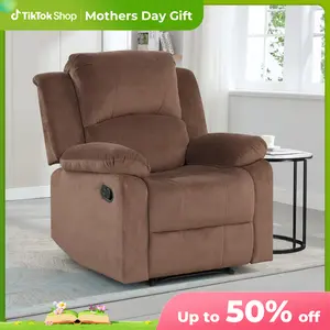 [summervibes] EBELLO Manual Recliner Chair, Soft Fabric Overstuffed Recliner Single Sofa Chair for Living Room Bedroom, Heavy Duty and Safety Reclining Mechanism