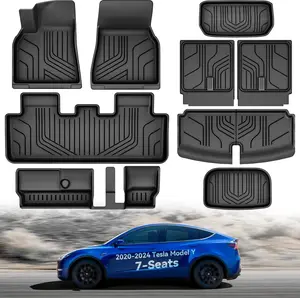 YITAMOTOR 9PCS Tesla Model Y Floor Mats 7 Seater 2024 2023-2021 Cargo Mats Full Sets All-Weather Floor Mats for Model Y 2024 Accessories ,3D Anti-Slip Rear Trunk Mat Cargo Liners Interior