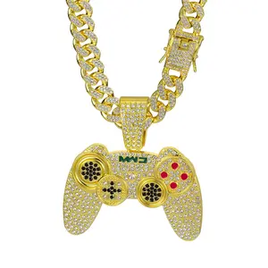 Golden Plated Game Console Pendant Necklace - A Perfect Hip Hop Accessory for Boys' Holiday Gifts