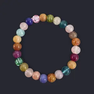 Multicolor Glass Bead Bracelet 8mm