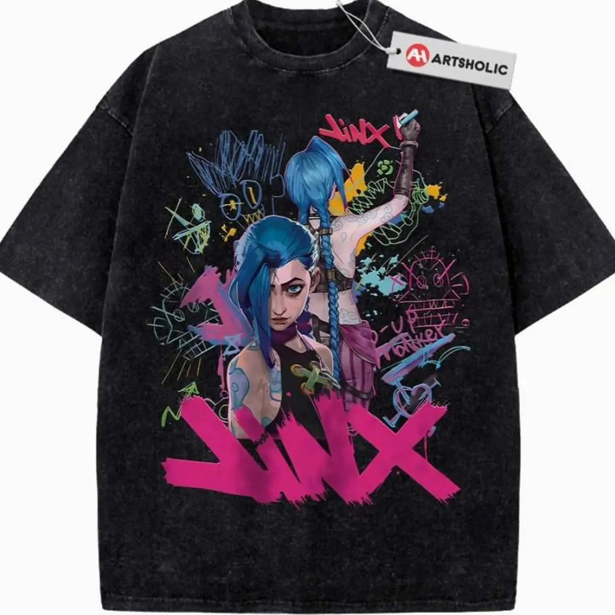 Jinx Shirt, League of Legends Shirt, LoL Shirt, Game Shirt, Vintage T-Shirt , Graphic Tee, Unisex Fashion, Full Color, Full Size, For Men, For Women