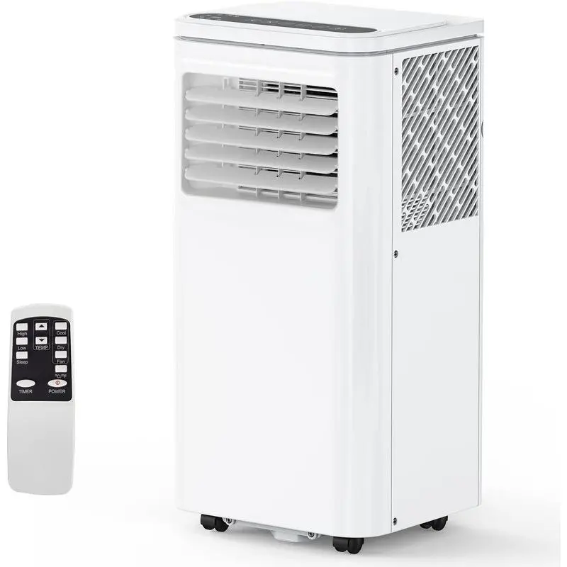 Gaomon 8000 BTU Portable Air Conditioner - 3-in-1 Cooling, Dehumidifier & Fan, Lightweight with Caster Wheels, Energy-Saving, Sleep Mode, Timer, Remote Control, Ultra-Quiet, Drain Pipe for 350 sq. ft. Bedrooms, Kitchens, White