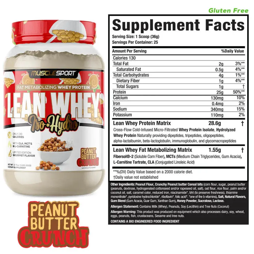 MUSCLE SPORT LEAN WHEY 2lb protein powder