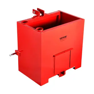 VEVOR Ballast Box, Corrosion-Proof 3-Point Category 1 Tractor Ballast of 800lbs Capacity for 2 In Hitch Receiver, Heavy-Duty Thickened Hard Steel 5ft³ Volume Loader Attachment with Sliding Door, Red