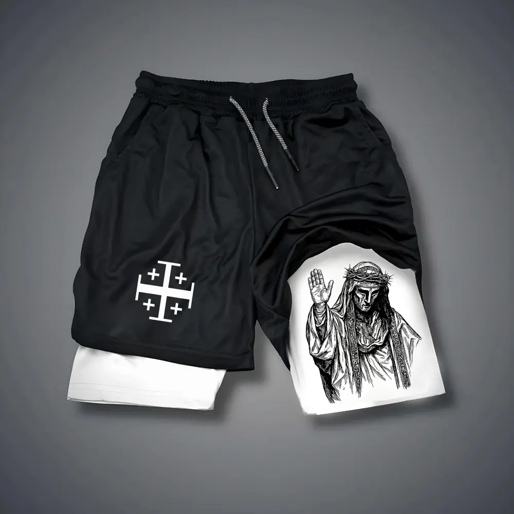 Christian Clothing Jesus 80s 90s summer men shorts for men jorts outfit men graphic shorts Double-layer sports shorts Comfortable short shorts summer