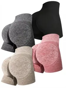 4 Piece Women Workout Shorts Tie Dye High Waist Butt Lift Shorts Tight Women Workout Gym Yoga Sports Shorts Women High Waist Workout Yoga Gym Smile Contour Seamless Cycling Shorts