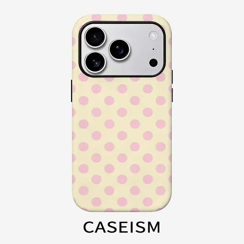 Polka Pusheen Pattern Dual Layer Protective Case, Sturdy 2-in-1 Shockproof Cover for iPhone 17/16/15/14/13/12/11 Pro Max/Plus, Samsung Galaxy S26/S25/S24/S23 Ultra series & A56/A55, Cute Everyday Shell Gift