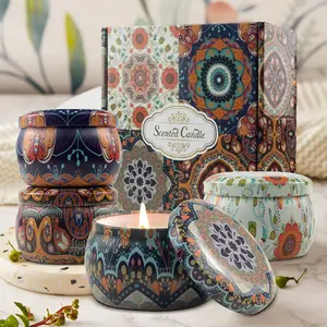 Scented Candles Home Gift Set: Aromatherapy Candle 4 Cans Made of 100% Natural Soy Wax 4.4 Oz for Birthday Gifts for Women Stress Relief Christmas