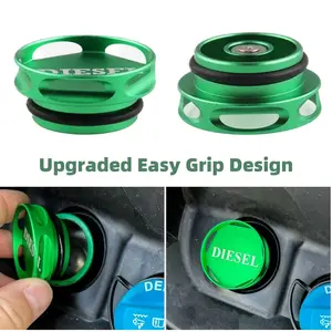 Diesel Fuel Cap for Ram and GM 3.0L Duramax-Updated Larger Magnetic Aluminum Tank Gas Cap fit 2013-2018 Ram 1500 2500 3500,2019-2024 GM Pick-up Truck Accessories Replacement Eco Tanks Magnetic Green, Aluminum Alloy