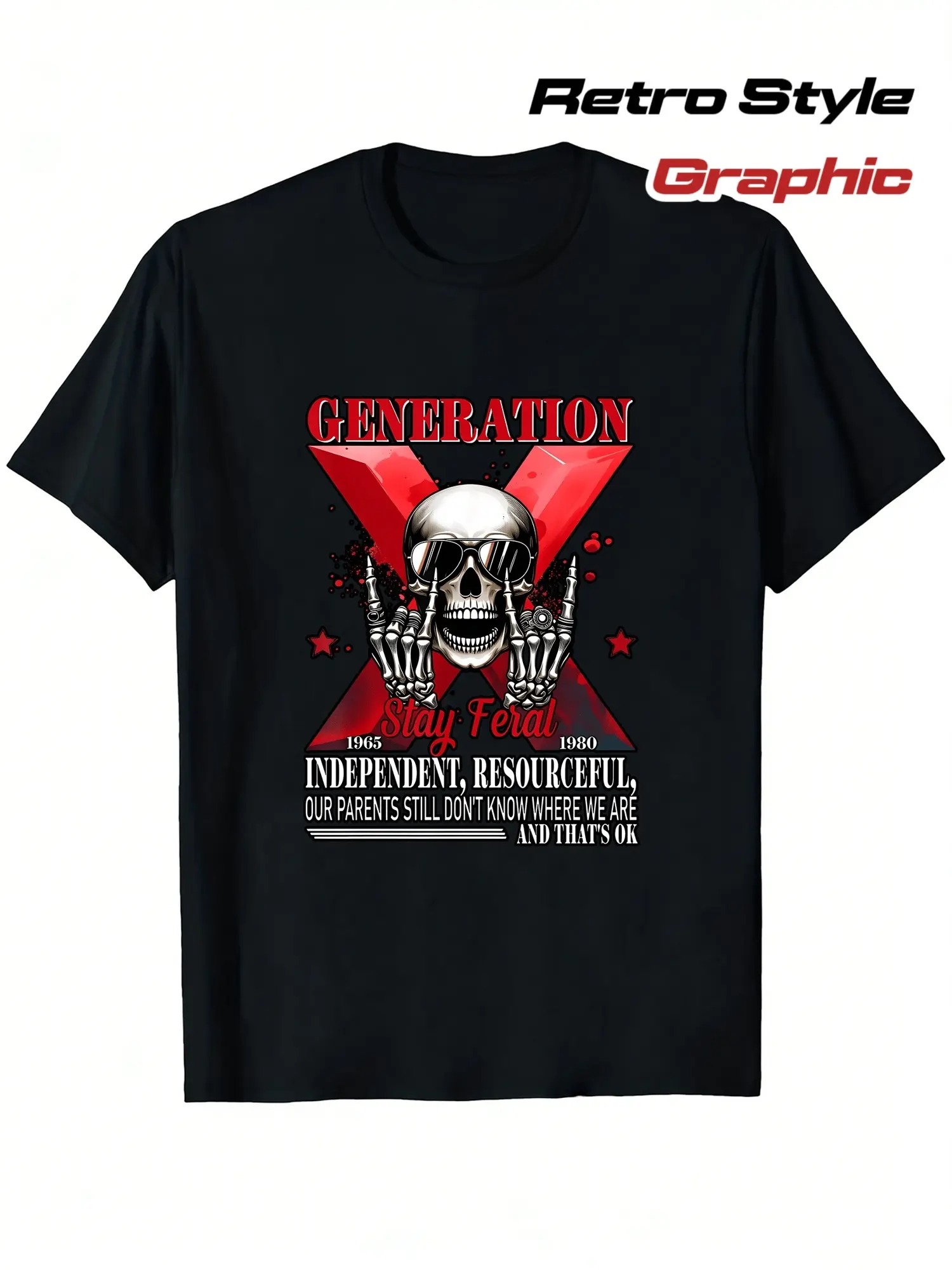 Generation X Fearless Independence and Self-Relian unisex soft cotton short sleeve t shirt, vintage graphic casual tee for men women teens, perfect birthday holiday gift for camping travel gym daily street casual wear