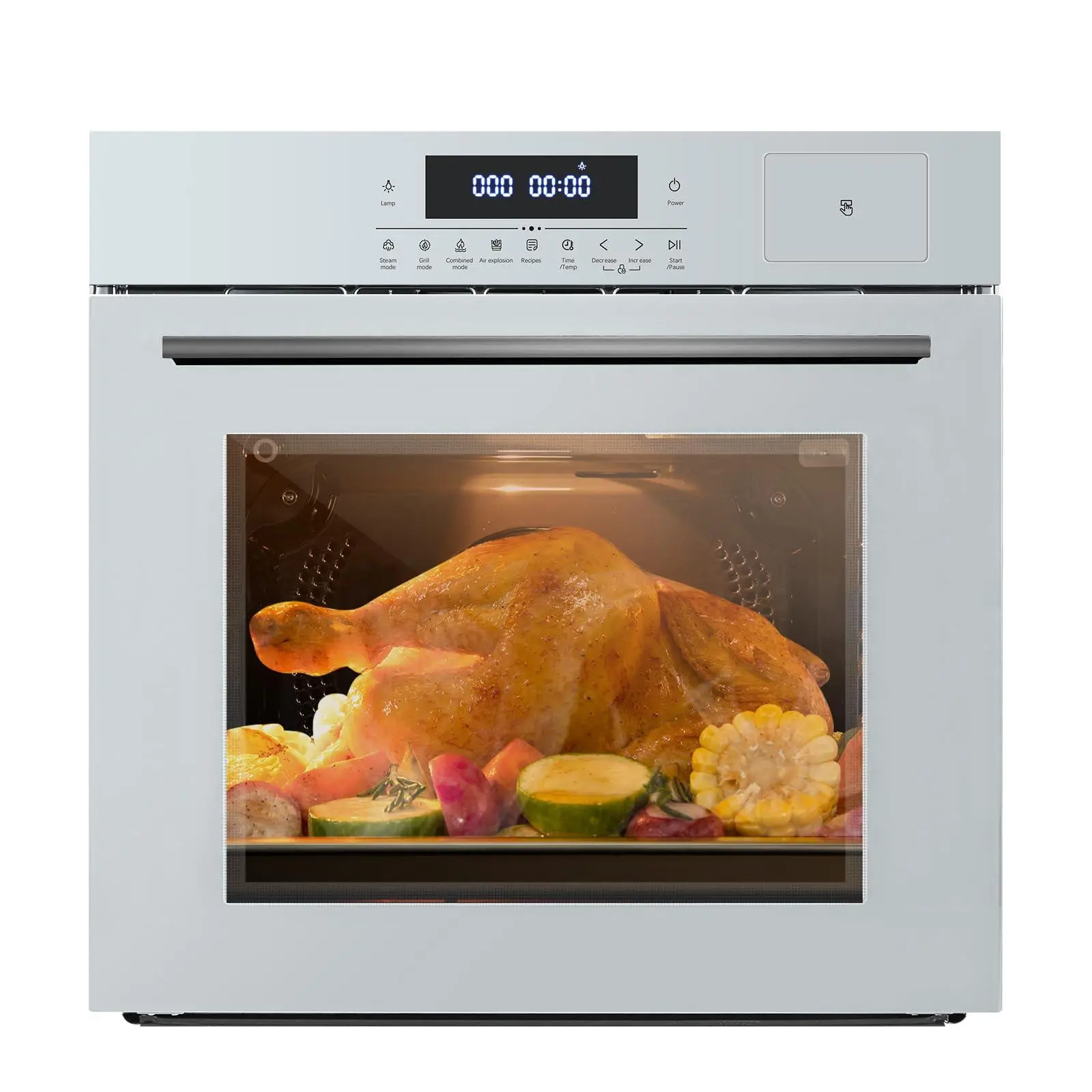 GAOMON 24 in Single Wall Oven, Built-in Electric Ovens with 5 Automatic Recipes, 3000W, 240V, 2.5 CF Convection Built-in Oven, Stainless Steel, Touch Control, Timer, Safety Lock,Silver