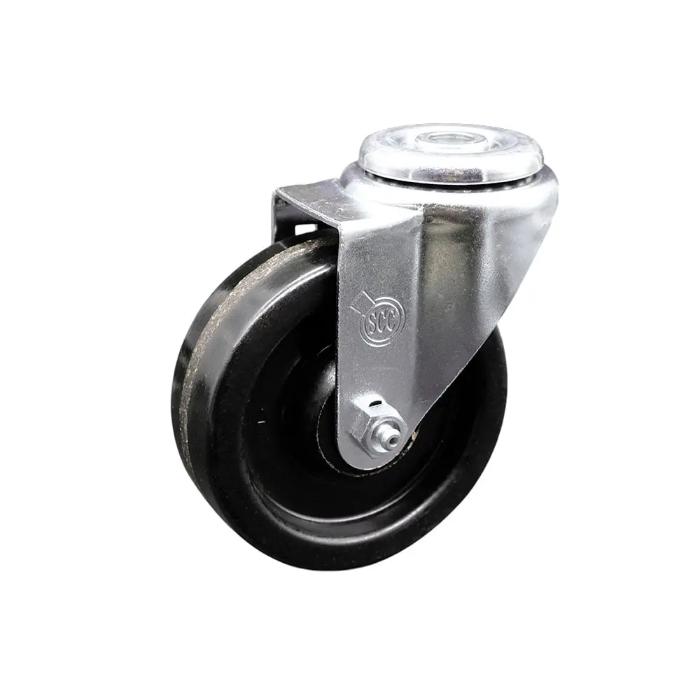 Service Caster SCC-BH20S414-PHS Phenolic Swivel Bolt Hole Caster with Metal Ball Bearing, 4x1.25 in. Black Wheel, 300 lbs Capacity, Standard Threaded Stem, for Material Handling Commercial Carts & Equipment, Floor Protection, Threaded Castors, 4 X 1.25 In