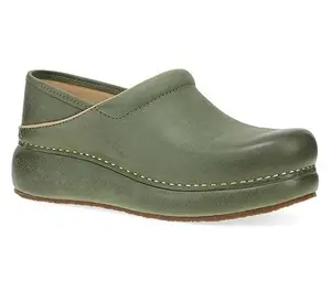 Dansko Platform Pro Green Burnished Nubuck Leather Clog