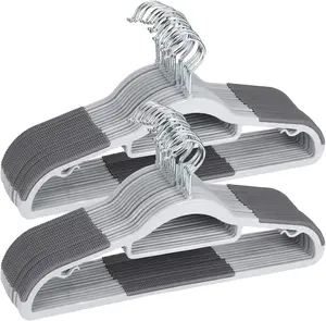 Plastic Hangers 50 Pack Heavy Duty Dry Wet Clothes Hangers with Non-Slip Pads Space Saving 0.2" Thickness Super Lightweight Organizer