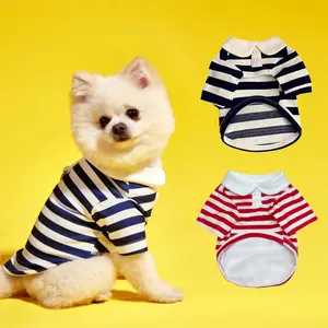 Summer Polo Shirt for Dogs Bichon Frise Chihuahua Stripe Dog Sweatshirt Cooling Vest for Small Medium Dogs Fashion Sporty Pet Clothes