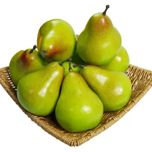9 Pack Fake Pears Artificial Fruits,Realistic Pear Ornaments for Photography Props Fruit Bowl,Lifelike Faux Fruit for Home Decor Kitchen Table Living Room Party Decorations (Green)