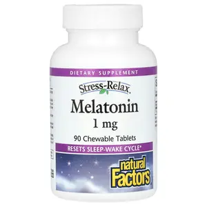 Natural Factors Stress-Relax, Melatonin, 1 mg, 90 Chewable Tablets