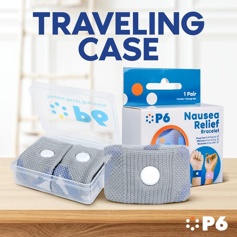 P6 Motion Sickness Bands for Kids and Adults Wristbands for Anti Nausea Sea Cruise Travel Car Pregnancy Morning Sickness All-Natural Non Drowsy Relief Acupressure Treatment (1 Pack, Blue)