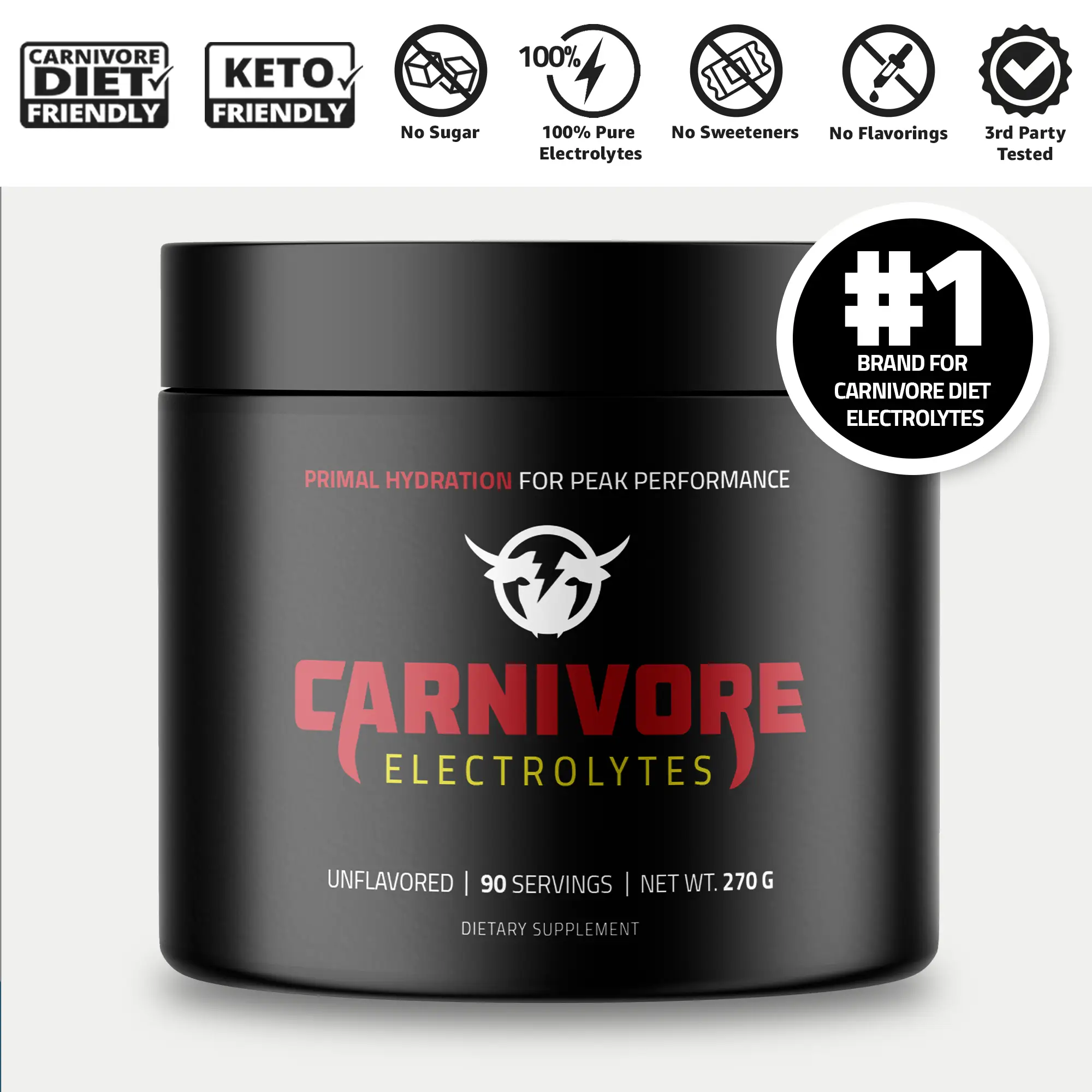 Carnivore Electrolytes: Premium Hydration Powder Drink for Meat Based Diet - Pure Electrolyte Support, Zero Carb, Keto Friendly - Optimal Energy & Rec