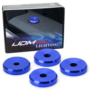iJDMTOY 4pcs Sports Blue Aluminum Decorative Door Lock Indicator Light Cap Covers For Porsche Cayenne Panamera Macan