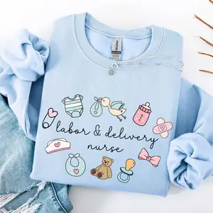 Labor and Delivery Nurse Short Sleeve T-SHIRT / Sweatshirt, Labor Delivery T-Shirt, L and D Nurse tee, L&D Nurse , Mother Baby Nurse Unisex Bottom